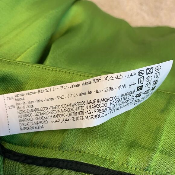 Zara green high waisted saint effect front cross over wrap pleated wide leg pant - Picture 8 of 13